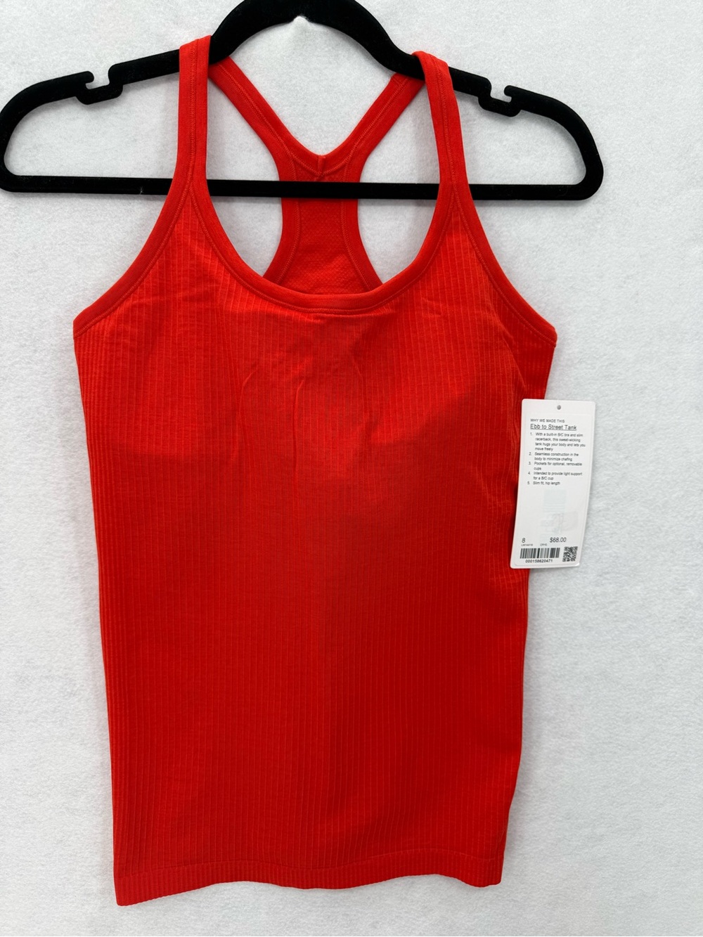 NWT Lululemon Ebb To Street Tank Cherry Ember W1AX1S Size 8
